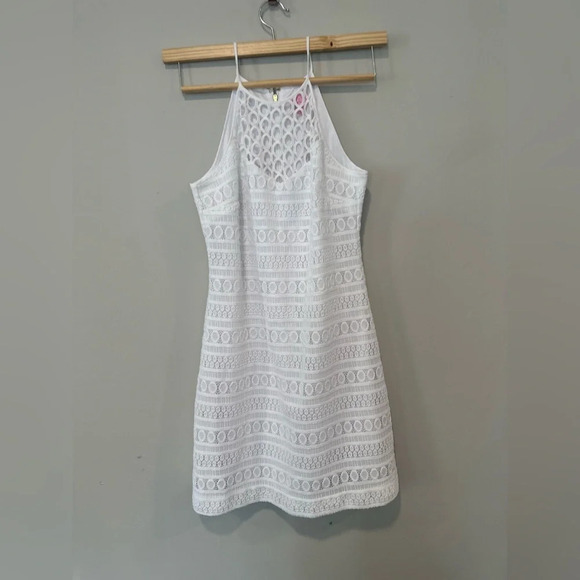 Womens Lilly Pulitzer Larina Shift Dress Size Small White Knit Lace Resort 1102 - Picture 5 of 15